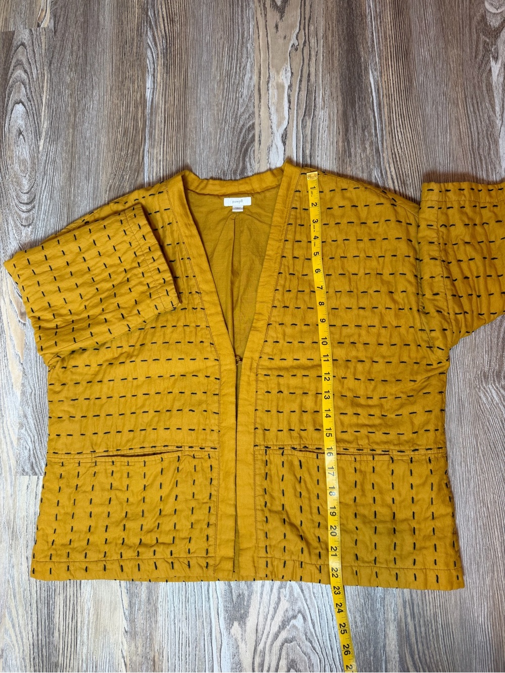 J.Jill Pure Jill Kantha Quilted Kimono Jacket Goldenrod Yellow - Picture 10 of 12
